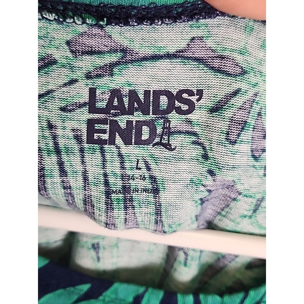 Lands End Womens Sleeveless Maxi Dress Teal Multi Palm Green L - Picture 4 of 8